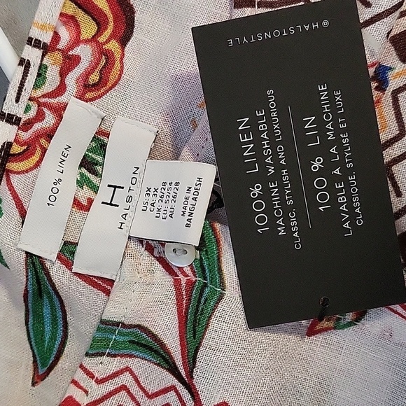 H by Halston Machine Washable Linen Button Down Adjustable Sleeve Tunic Size 3X - Picture 7 of 10